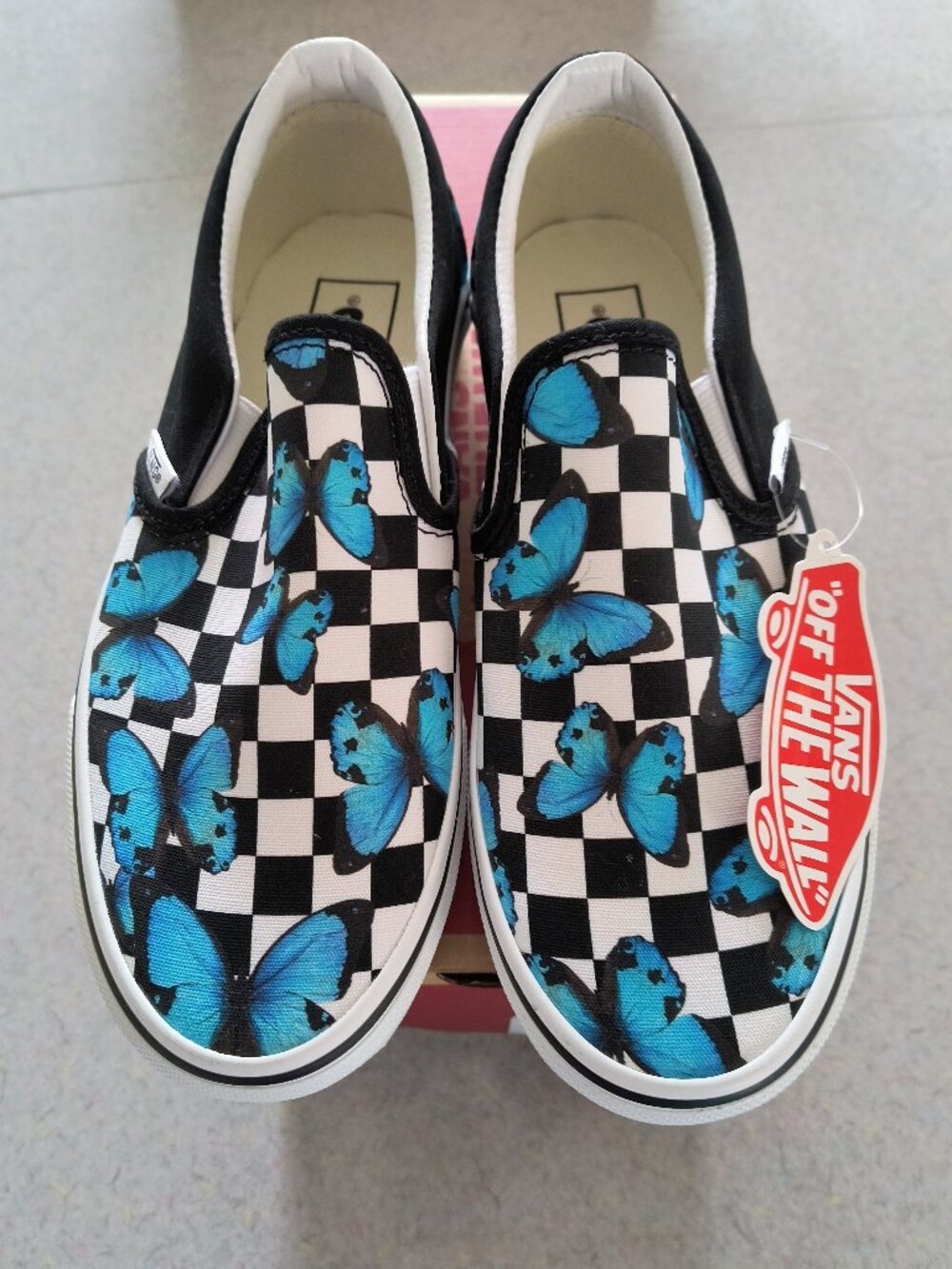Vans Butterfly Checkered Classic Slip-On Sneakers Men 5.5 Women’s Size 7